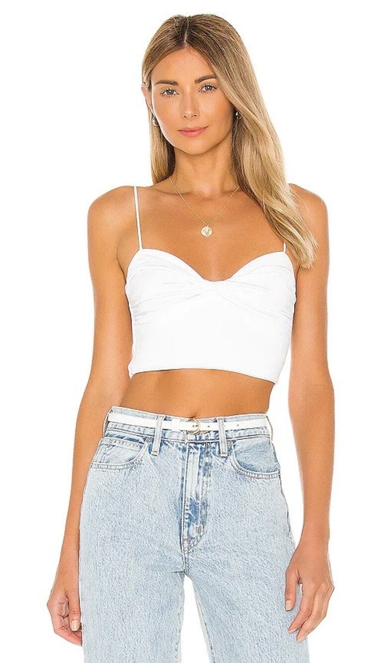 ✨2/$30✨Lovers + Friends Ida Twist Front Crop Tank Top Small White Party